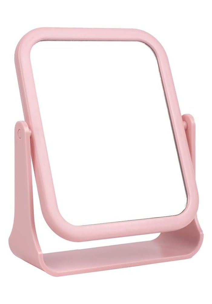 Square Mirror Stand | Pink | Compact Tabletop Vanity Mirror for Makeup & Daily Use
